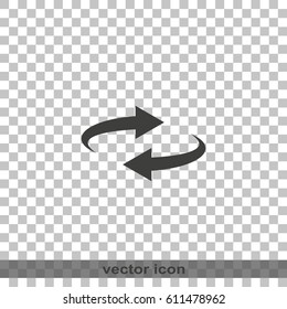 Reset button, reload arrows symbol. Flat illustration.