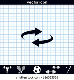 Reset button, reload arrows symbol. Flat illustration.