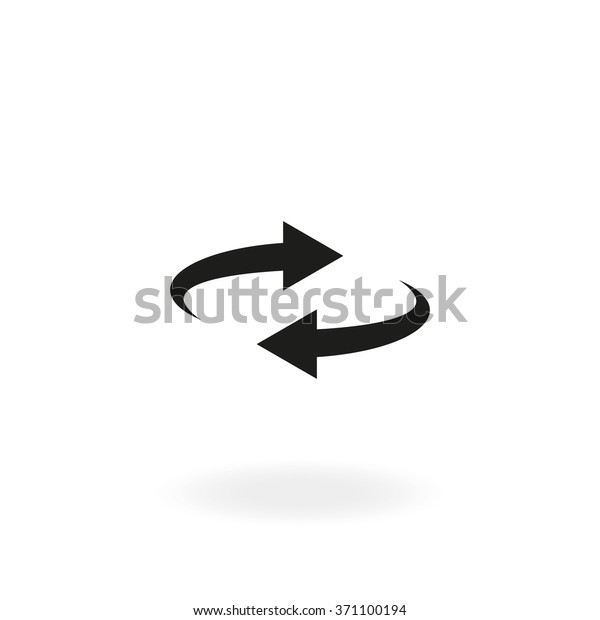 Reset button,\
reload arrows vector symbol. Flat spin illustration. Arrows rotate\
icon isolated on white\
background.
