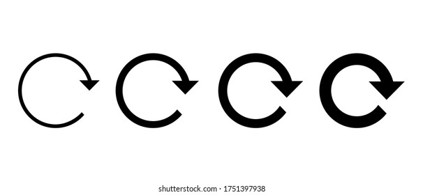 Reset button. Vector arrow set pictogram refresh reload rotation loop sign.