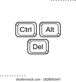 Reset buttons: ctrl, alt, delete  vector icon in outlines