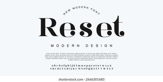 Reset Creative font. Modern abstract digital tech font. Logo creative font, type, technology, movie, digital, music, movie. Fonts and illustration in vector format.
