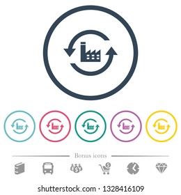 Reset to factory defaults flat color icons in round outlines. 6 bonus icons included.