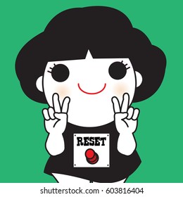 Reset And Fight On Concept Card Character illustration