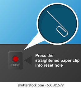 Reset hole on electronics device and paper clip