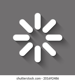 reset icon - white vector illustration with shadow on gray background