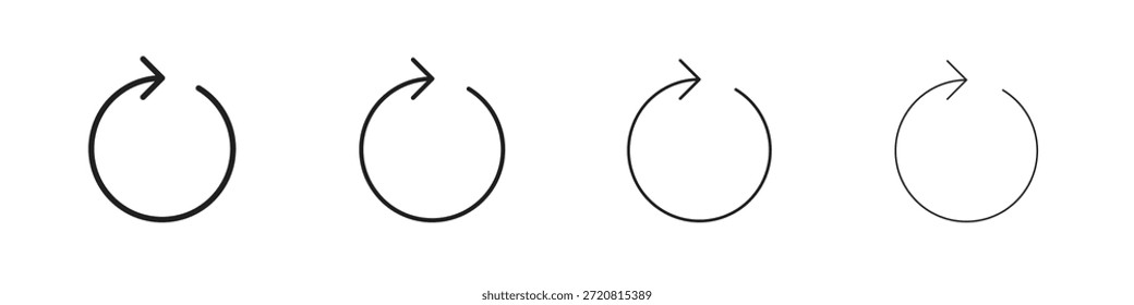 Iconos de Restablecer delinean el diseño de Vector negro. Línea con trazo editable.