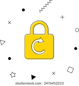 Reset, Lock, Password, Padlock Icon with geometric shapes. Vector illustration