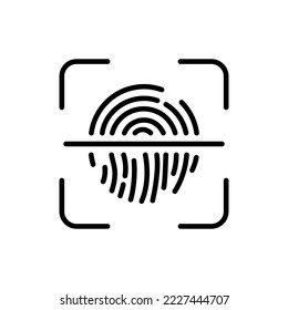 Reset Password by Fingerprint Identification Line Icon. Update Touch ID. Change Linear Pictogram. Refresh Security Finger Print Outline Symbol. Editable Stroke. Isolated Vector Illustration.