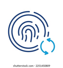 Reset Password by Fingerprint Identification Line Icon. Update Touch ID Color Linear Pictogram. Refresh Security, Change Finger Print Outline Symbol. Editable stroke. Isolated Vector Illustration.