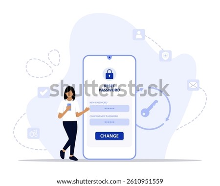Reset password concept illustration. Suitable for landing page, ui, web, App intro card, editorial, flyer, and banner.