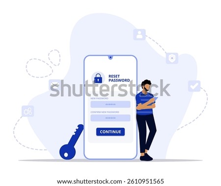 Reset password concept illustration. Suitable for landing page, ui, web, App intro card, editorial, flyer, and banner.