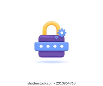 reset password. configure system security and protection settings. user privacy settings. codes, locks, and gears. technology and services. symbol or icon. minimalist 3d concept design. vector element