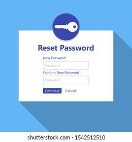 Reset Password Illustration Reset forgotten password vector concept Blue Background