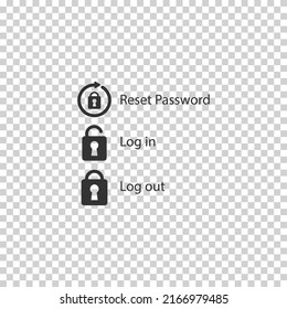 Reset Password, Log In, Log Out, Vector Illustration In Dark Color And Transparent Background (png)