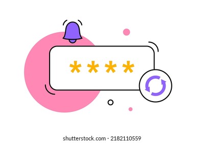 Reset password procedure. Getting a new username and password for an account. Update personal data in application on the site. Information protection, security in the internet flat vector illustration