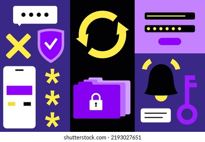 Reset password procedure. Getting a new username and password for an account. Update personal data in application on the site. Information protection, security in the internet flat vector