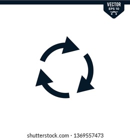 Reset or refresh icon collection in glyph style, solid color vector