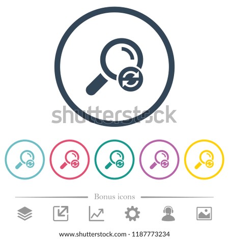 Reset search flat color icons in round outlines. 6 bonus icons included.