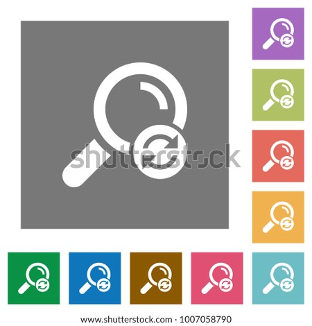 Reset search flat icons on simple color square backgrounds