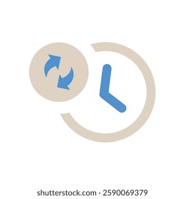 Reset time clock outline icon with color