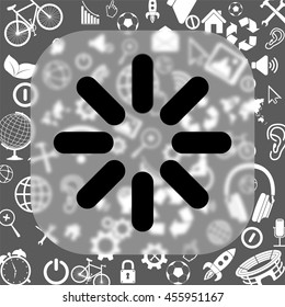 reset vector icon - matte glass button on background consisting of different icons
