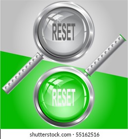Restablecer. Vidrio de aumento vectorial.