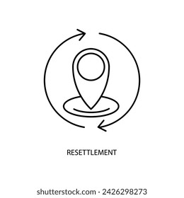 Symbol für Umsiedlungskonzeptposition. Einfache Elementdarstellung. Entwurf des Umsiedlungskonzepts für Symbole.