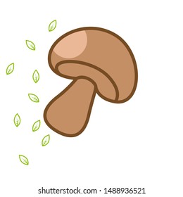 resh cartoon organic mushroom isolated on white background