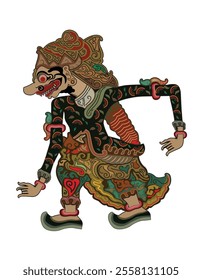 Resi Bagaspati wayang puppet, Indonesian shadow puppet show, vector illustration.