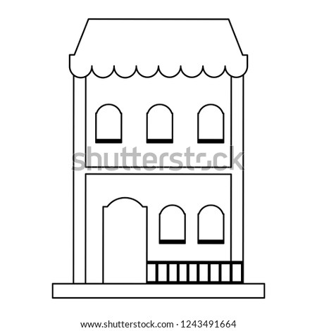 Residence building isolated black and white