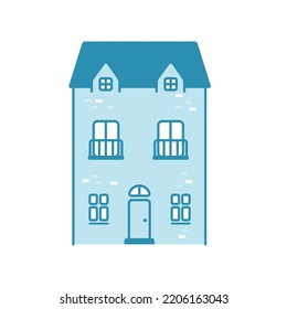 Ilustración vectorial del edificio de la residencia (vista frontal)	