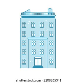 Ilustración vectorial del edificio de la residencia (vista frontal)	