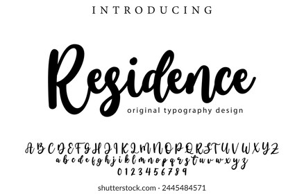 Residence Font Stylish brush painted an uppercase vector letters, alphabet, typeface