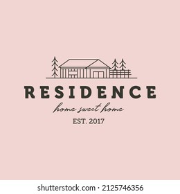 residence house line art logo vector symbol illustration design