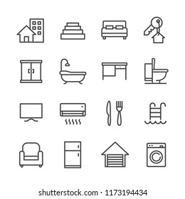 Residence Housing Lines Icon Set Stock Vector (Royalty Free) 1173194434 ...