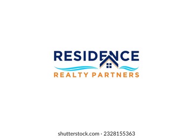 Residence housing logo design river lake shape icon symbol real estate property