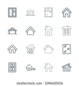 Residence icon. collection of 16 residence outline icons such as home, house building, window. editable residence icons for web and mobile.