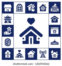  residence icon set. 17 filled residence icons.  Simple modern icons about  - House, Shelter, Window, Home, Homepage, White house, Tower