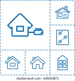Residence icon. set of 6 residence outline icons such as house building, window