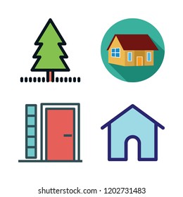 residence icon set. vector set about entrance, house, home and yard icons set.