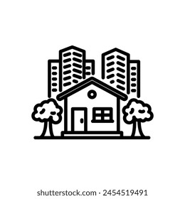 residence icon vector in line style