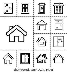 Residence icons. set of 13 editable outline residence icons such as house building, window, home