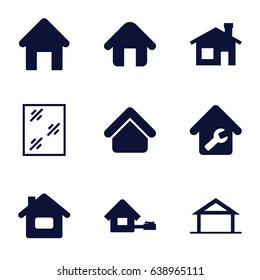 Residence icons set. set of 9 residence filled icons such as home, house building, window