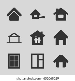 Residence icons set. set of 9 residence filled icons such as home, house building, window