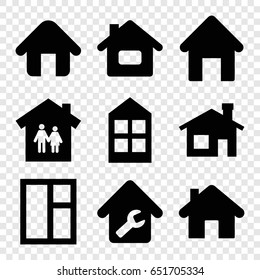Residence icons set. set of 9 residence filled icons such as house building, window, home, home repair