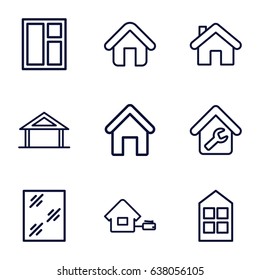 Residence icons set. set of 9 residence outline icons such as home, house building, window