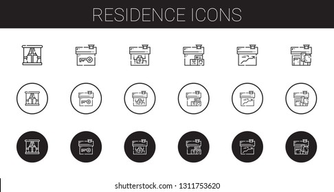 residence icons set. Collection of residence with window, house. Editable and scalable residence icons.