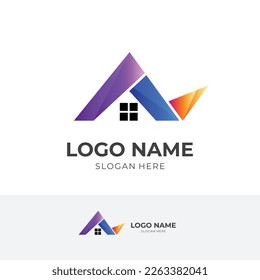 residence logo design colorful flat style