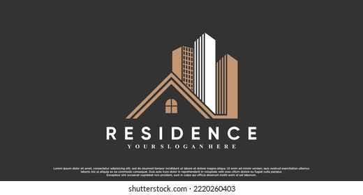 Residence logo design illustration with icon house and creative concept